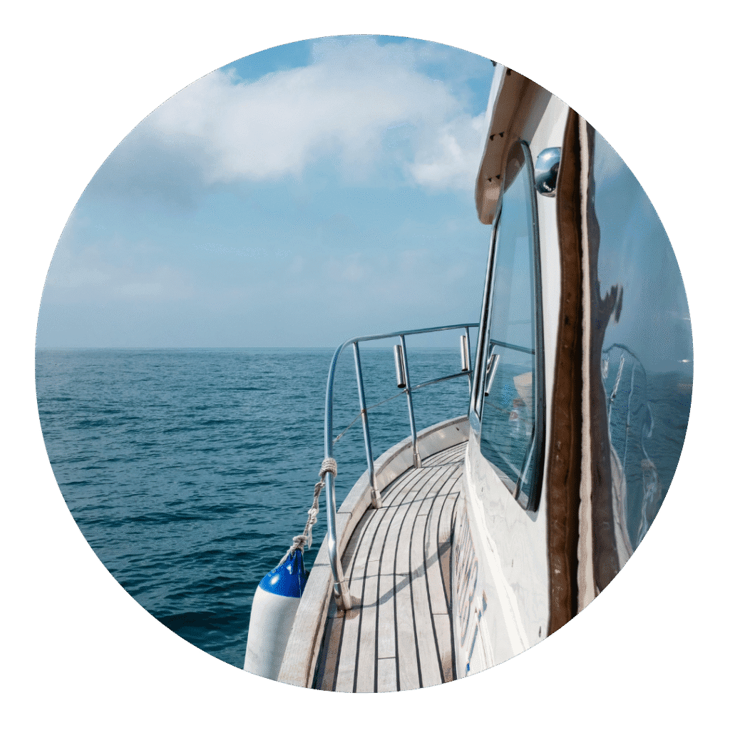 Cruising in the ocean on a sleek cruise ship