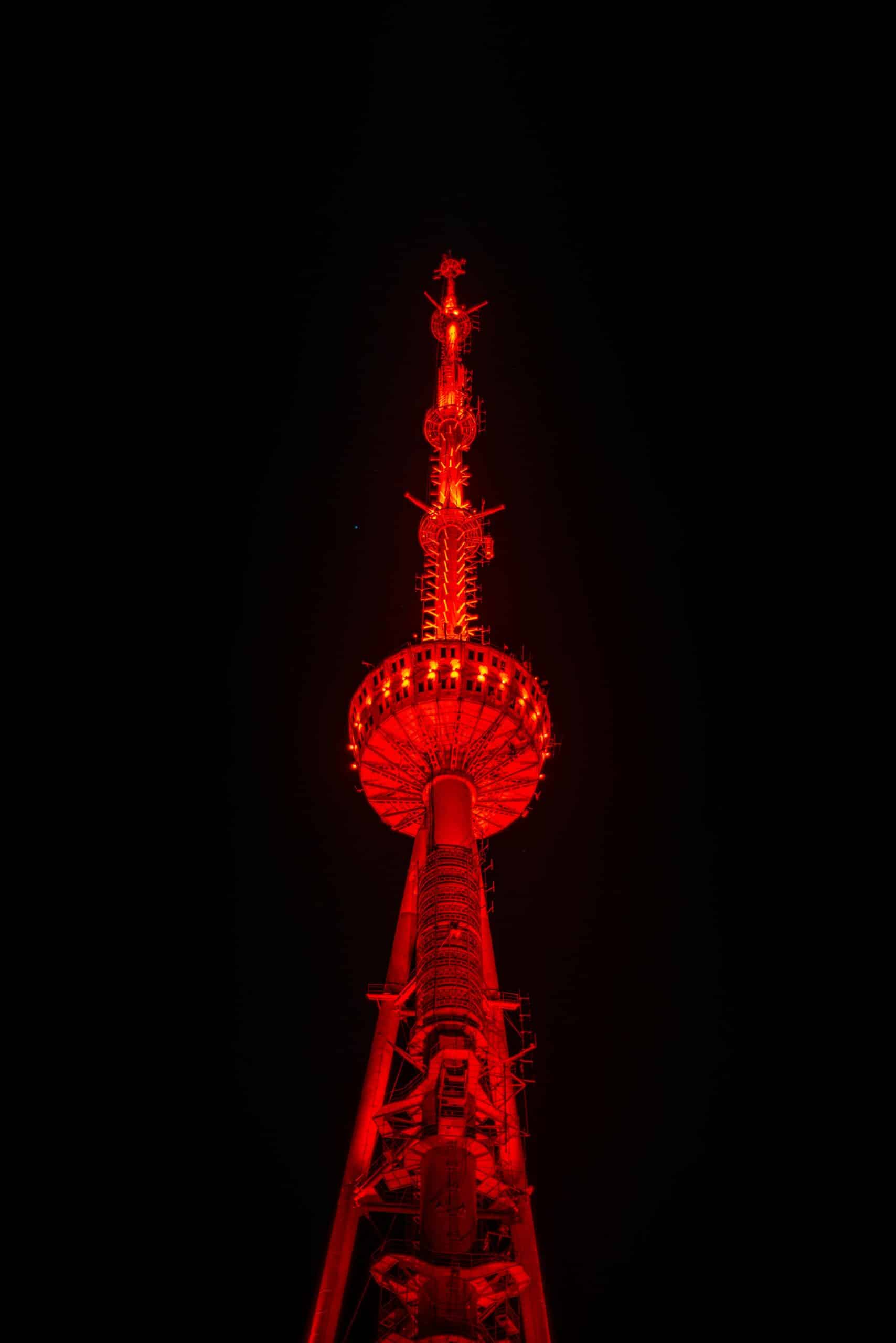 Lit-up Tbilisi TV Tower - Georgia