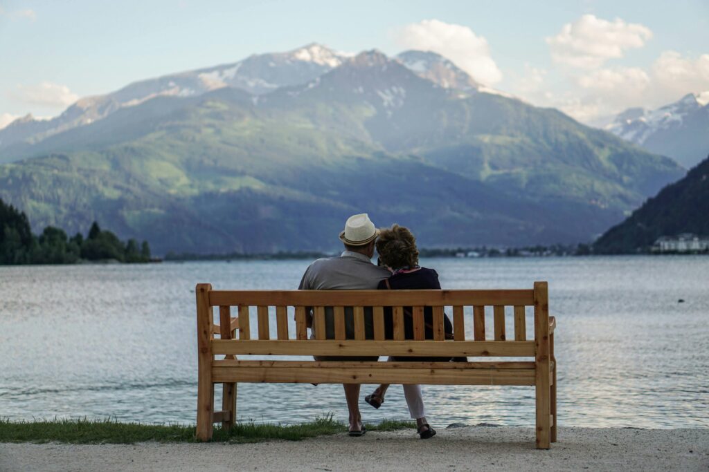 Couple celebrating their milestone anniversary in switzerland